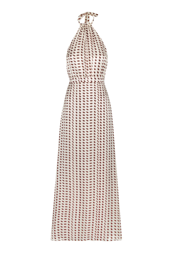 Magdalena Satin Silk Maxi Dress / Ivory Wine Seeds